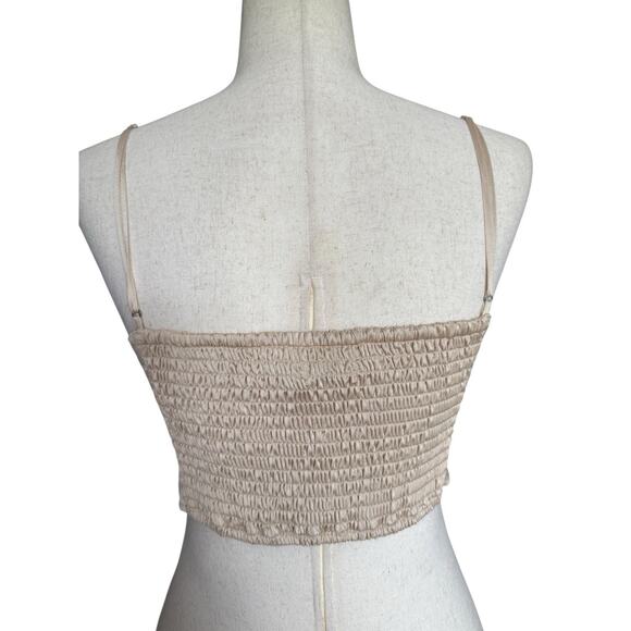Abercrombie & Fitch Satin Crop Top Cream Beige Neutral Size S - Picture 2 of 8